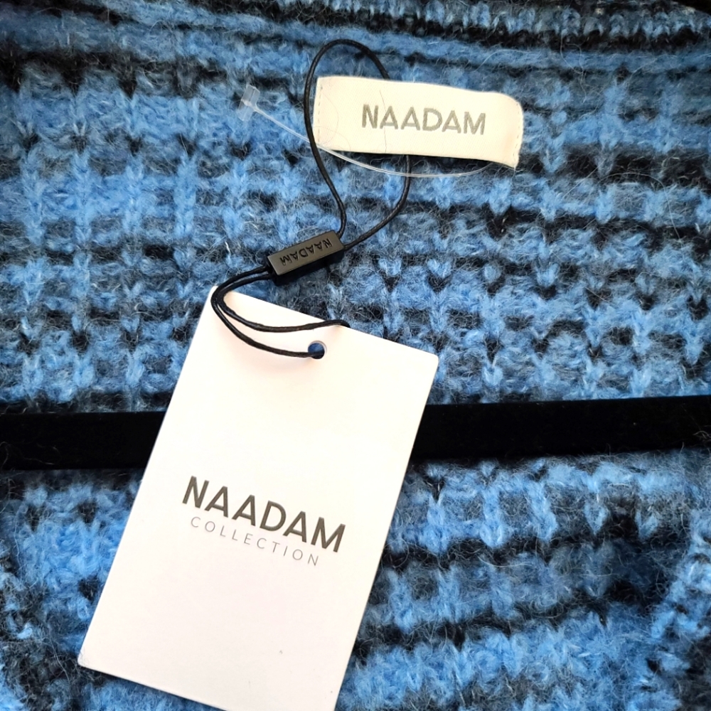 NAADAM Space Dye Alpaca Blue Puff Sleeves Cardigan - Picture 6 of 15